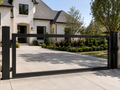The Plumb driveway gate — ultra-minimal modern steel gate, clean vertical tube frame design | GateBound