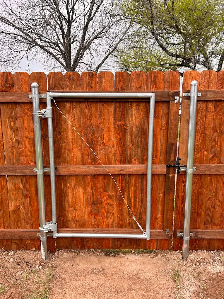 Privacy walk gate — galvanized 1-5/8 inch round tube steel frame, built to order in Waco TX | GateBound
